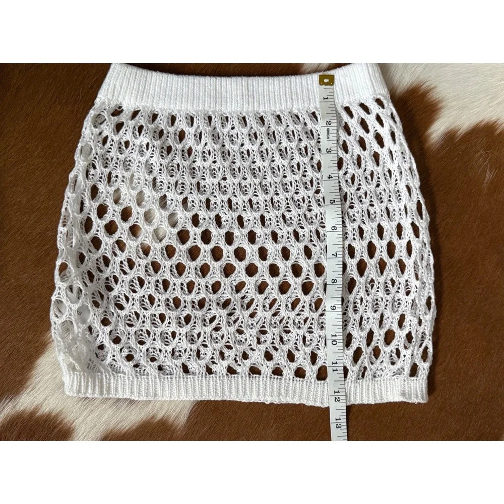 Celestial Cosmic Purple Pink Galaxy Bikini Set w/ White Crochet CoverUp Skirt XS
